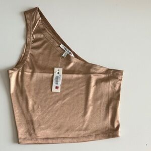 One-Shoulder Metallic Crop Top
